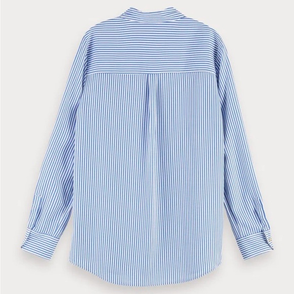 Scotch & Soda blue & white stripe cotton oxford button down shirt - Small (1) - Picture 5 of 8